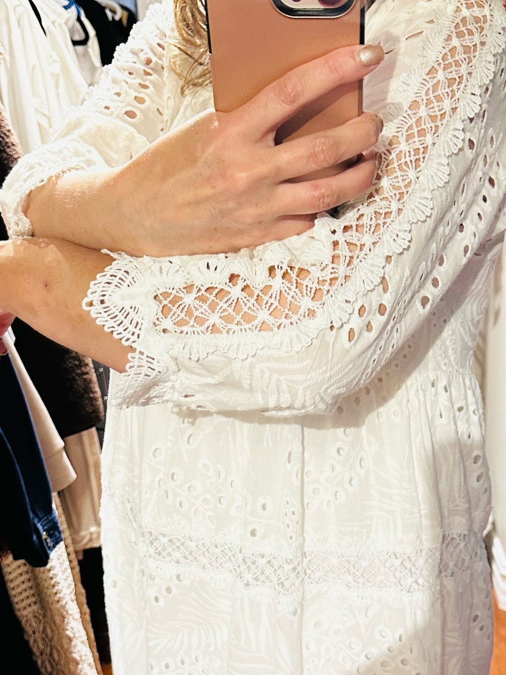 Sz XL🇨🇦⭐️NWT Papillon Blanc White Lined Eyelet Dress/Swimsuit Coverup. PTP 21”